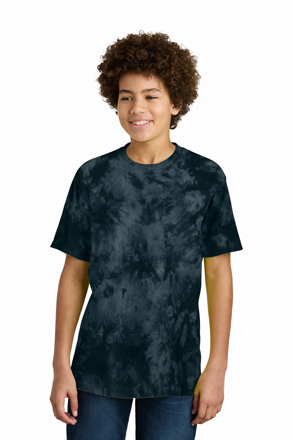 Port & Company Youth Crystal Tie-Dye Short Sleeve Crewneck T-Shirt - Black