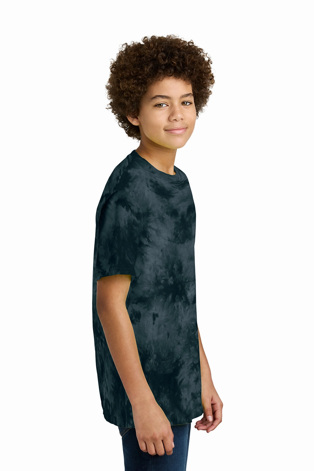 Port & Company Youth Crystal Tie-Dye Short Sleeve Crewneck T-Shirt - Black
