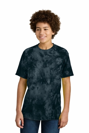 Port & Company Youth Crystal Tie-Dye Short Sleeve Crewneck T-Shirt - Black