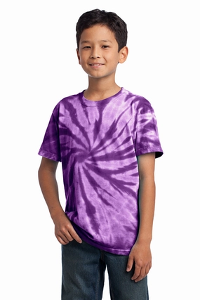 Port & Company Youth Tie-Dye Short Sleeve Crewneck T-Shirt - Purple