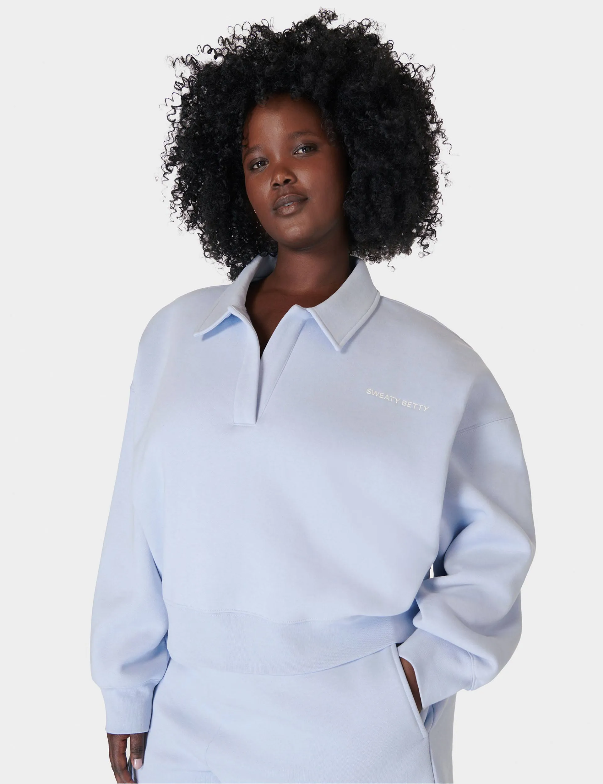 Powerhouse Sweatshirt mit Kragen - Salzblau