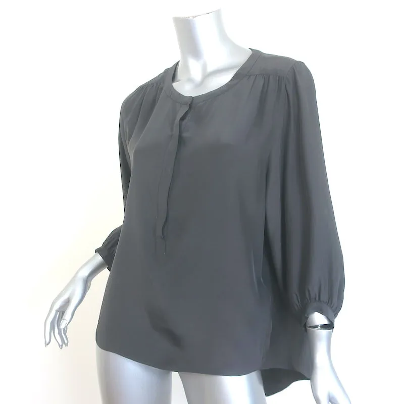Rag & Bone Popover Bluse Grau Seide Größe Small 3/4-Ärmel Top