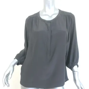 Rag & Bone Popover Bluse Grau Seide Größe Small 3/4-Ärmel Top
