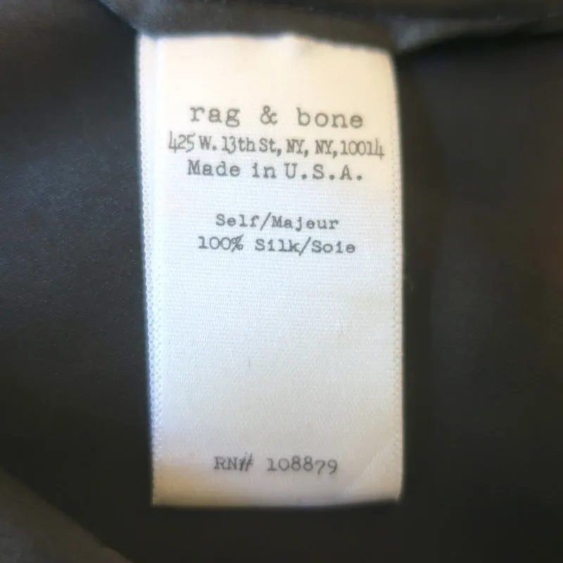 Rag & Bone Popover Bluse Grau Seide Größe Small 3/4-Ärmel Top