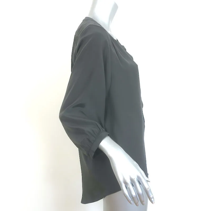 Rag & Bone Popover Bluse Grau Seide Größe Small 3/4-Ärmel Top