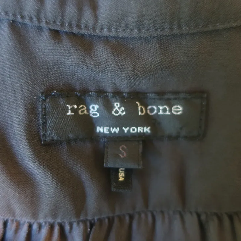 Rag & Bone Popover Bluse Grau Seide Größe Small 3/4-Ärmel Top