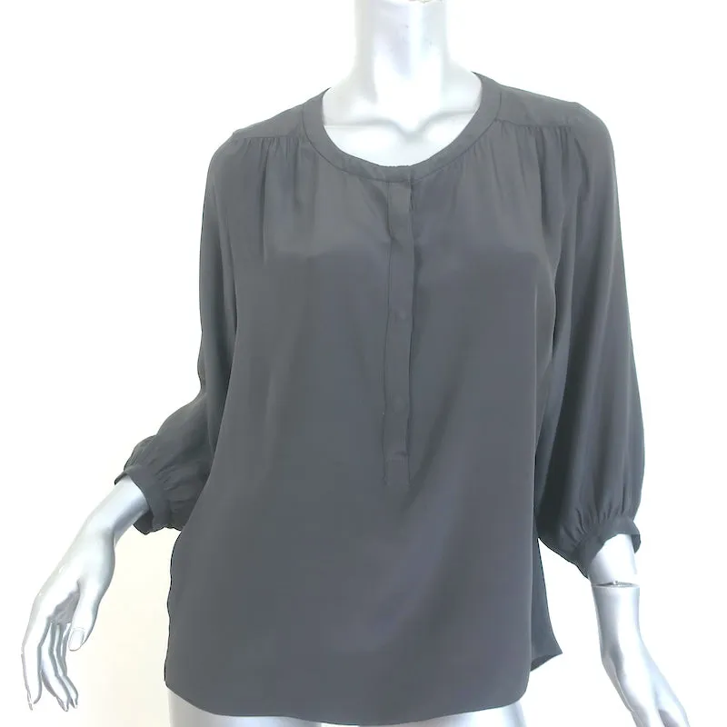 Rag & Bone Popover Bluse Grau Seide Größe Small 3/4-Ärmel Top