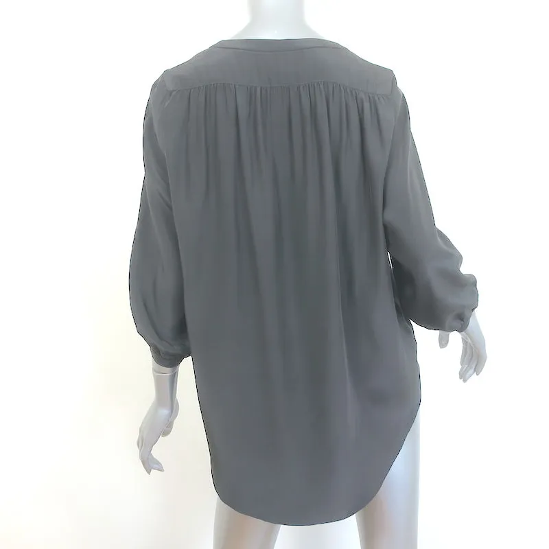 Rag & Bone Popover Bluse Grau Seide Größe Small 3/4-Ärmel Top