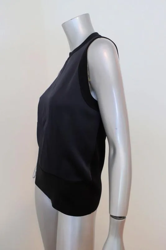Rag & Bone Tank Darcie Marineblau Satin & Schwarz Rippstrick Größe Small Ärmelloses Top
