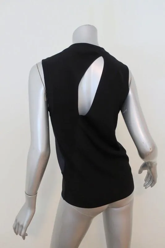 Rag & Bone Tank Darcie Marineblau Satin & Schwarz Rippstrick Größe Small Ärmelloses Top