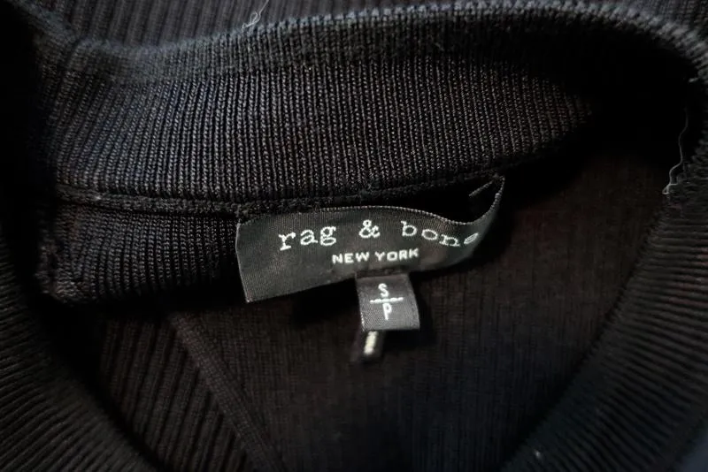 Rag & Bone Tank Darcie Marineblau Satin & Schwarz Rippstrick Größe Small Ärmelloses Top