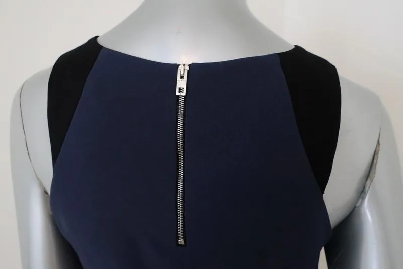 Rag & Bone Top Marineblau/Schwarz Colorblock Crepe Größe Small Ärmellose Bluse mit Reißverschluss-Rücken