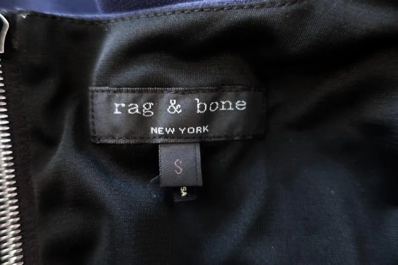 Rag & Bone Top Marineblau/Schwarz Colorblock Crepe Größe Small Ärmellose Bluse mit Reißverschluss-Rücken
