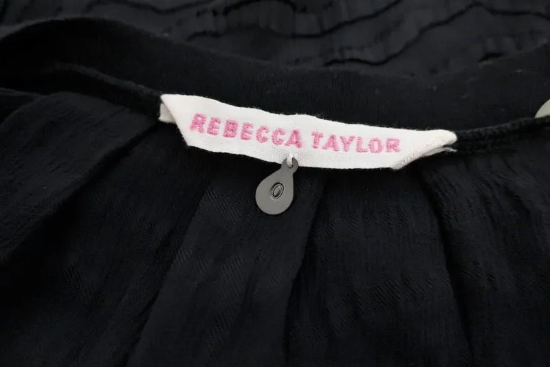 Rebecca Taylor Bluse Schwarz Tiger Fil Coupe Größe 0 Kurzarmtop