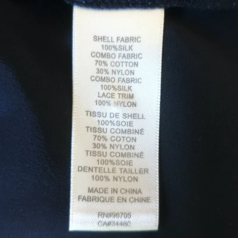 Rebecca Taylor Sarah Spitzenbesetztes Top Marineblau Seide Größe 0 Bündchen-Bluse mit Bindebändern