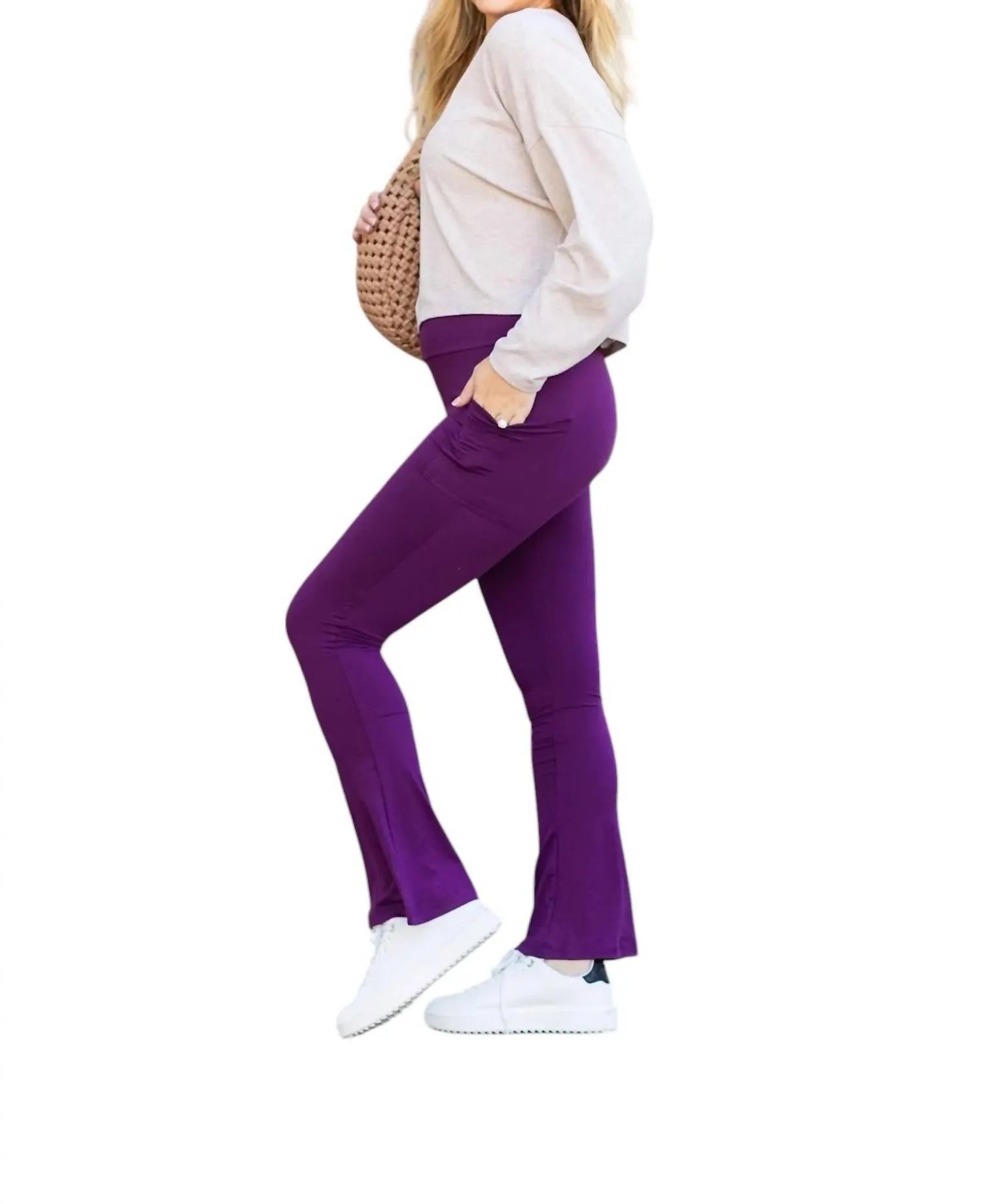 Reese Flare Leggings In Lila