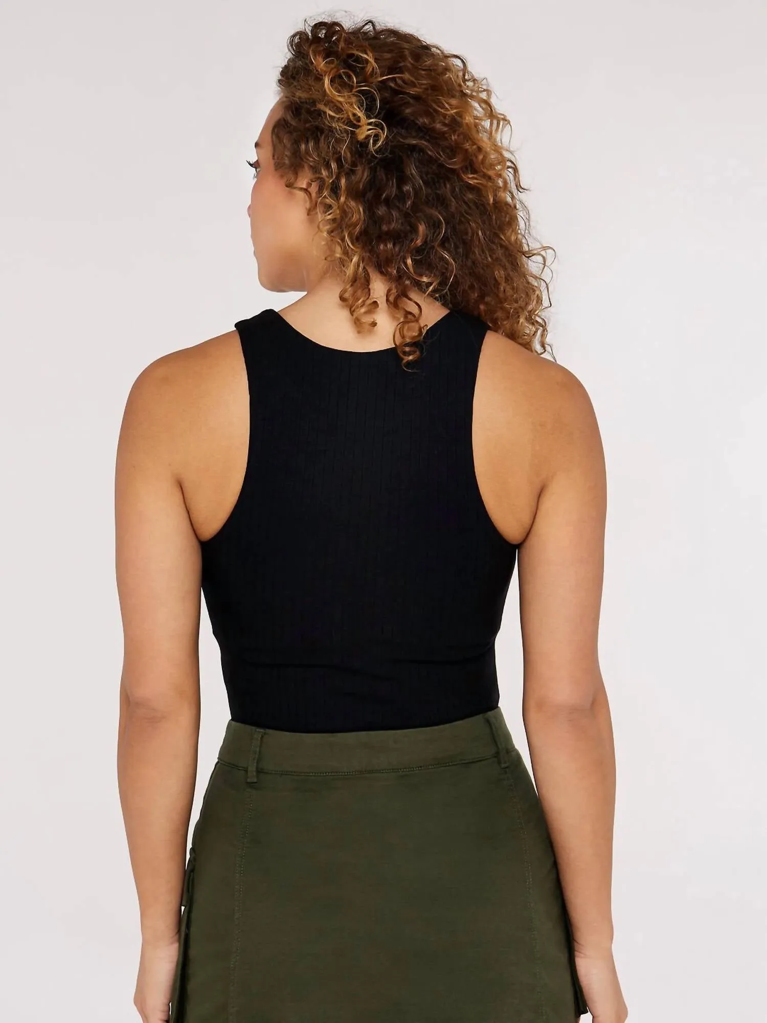 Gerippter Bodysuit in Schwarz