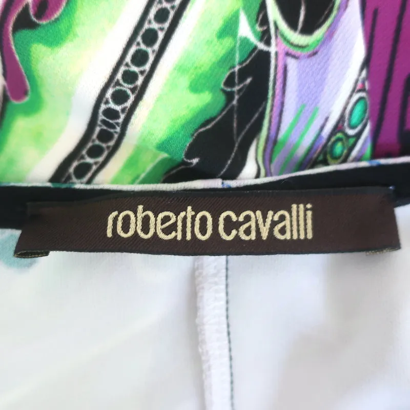 Roberto Cavalli Rüschenbesetztes Tanktop Mehrfarbig Bedrucktes Jersey Größe 40