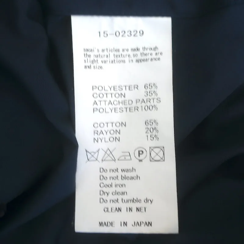 Sacai Langarm-Shirt mit Kordelzugsaum und Spitzenbesatz in Marineblau, Baumwolle, Größe 1