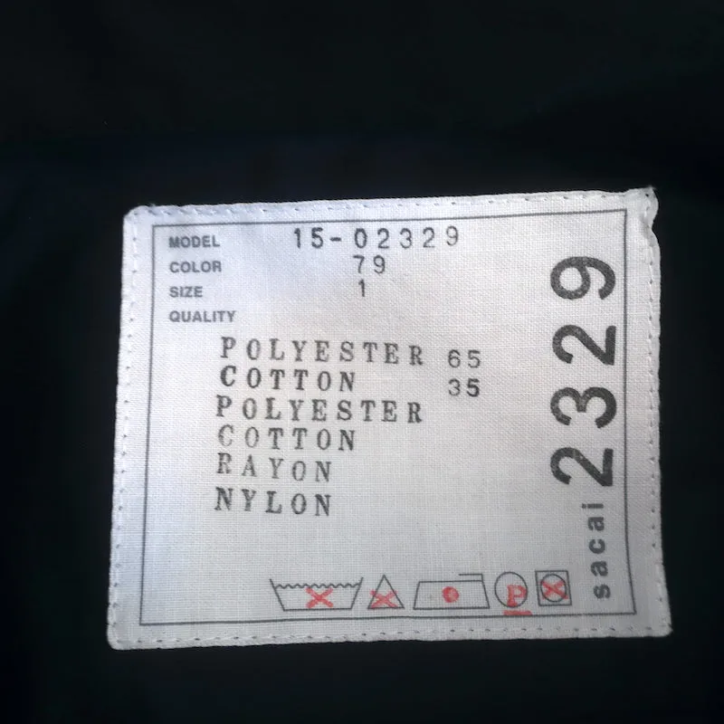 Sacai Langarm-Shirt mit Kordelzugsaum und Spitzenbesatz in Marineblau, Baumwolle, Größe 1