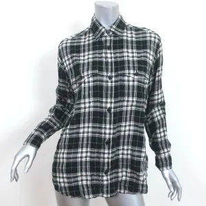 Saint Laurent Karo-Knitter-Flanellhemd Schwarz & Weiß Baumwolle Größe S