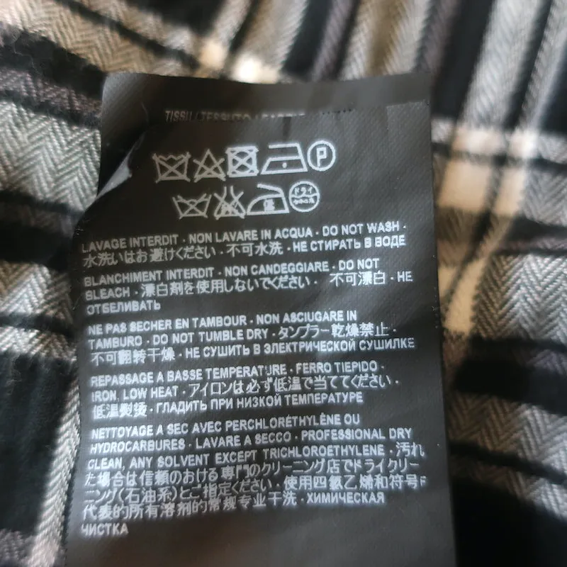 Saint Laurent Karo-Knitter-Flanellhemd Schwarz & Weiß Baumwolle Größe S