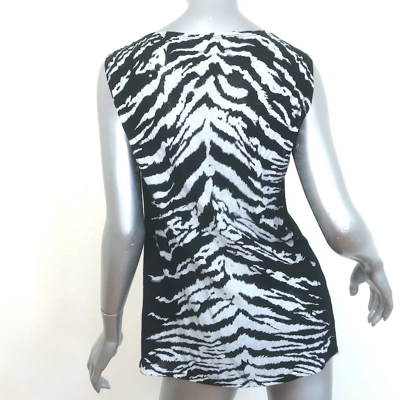 Saint Laurent Zebra-Print Tanktop Schwarz Größe L Ärmellose V-Ausschnitt Bluse