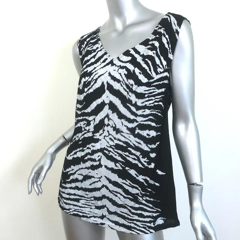 Saint Laurent Zebra-Print Tanktop Schwarz Größe L Ärmellose V-Ausschnitt Bluse