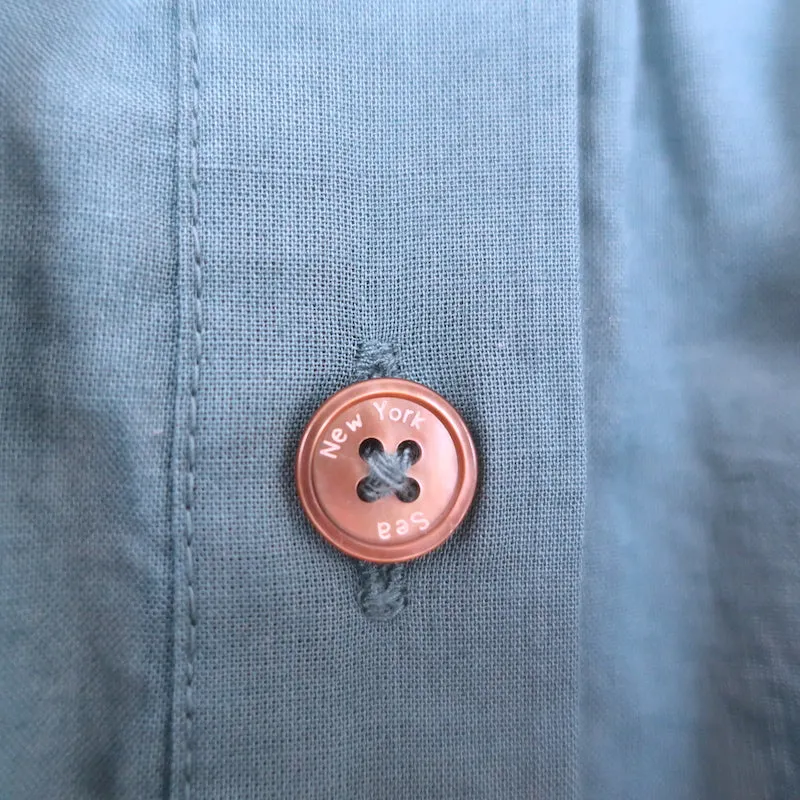 SEA Adrienne Bluse mit Stickereinsatz in Petrol, Baumwolle, Größe M, Knopfleiste