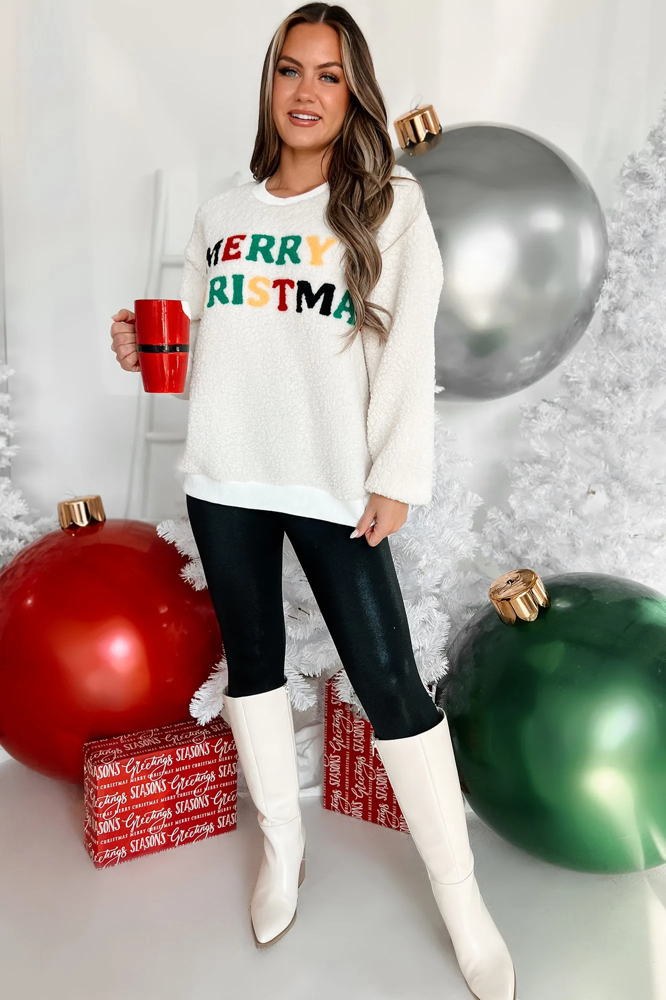 Season Of Snuggles Sherpa Grafik-Sweatshirt (Elfenbein)