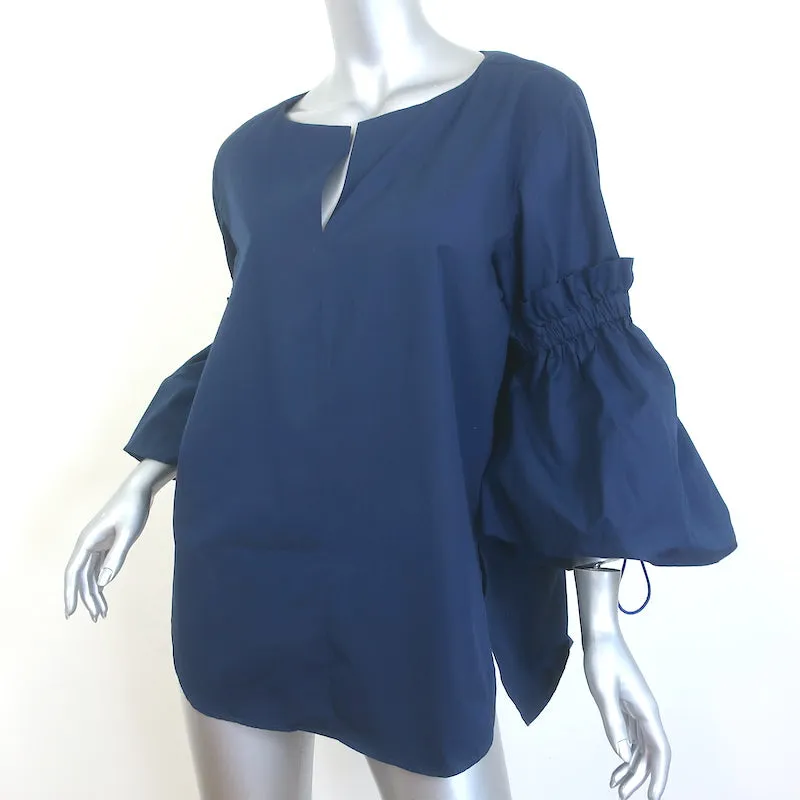 Silvia Tcherassi Lucaya Puffärmel-Bluse Marineblau Baumwolle Größe L NEU