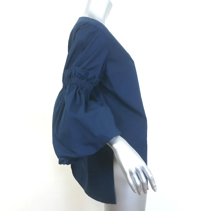 Silvia Tcherassi Lucaya Puffärmel-Bluse Marineblau Baumwolle Größe L NEU