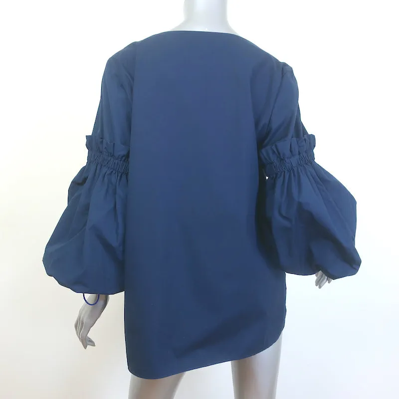 Silvia Tcherassi Lucaya Puffärmel-Bluse Marineblau Baumwolle Größe L NEU