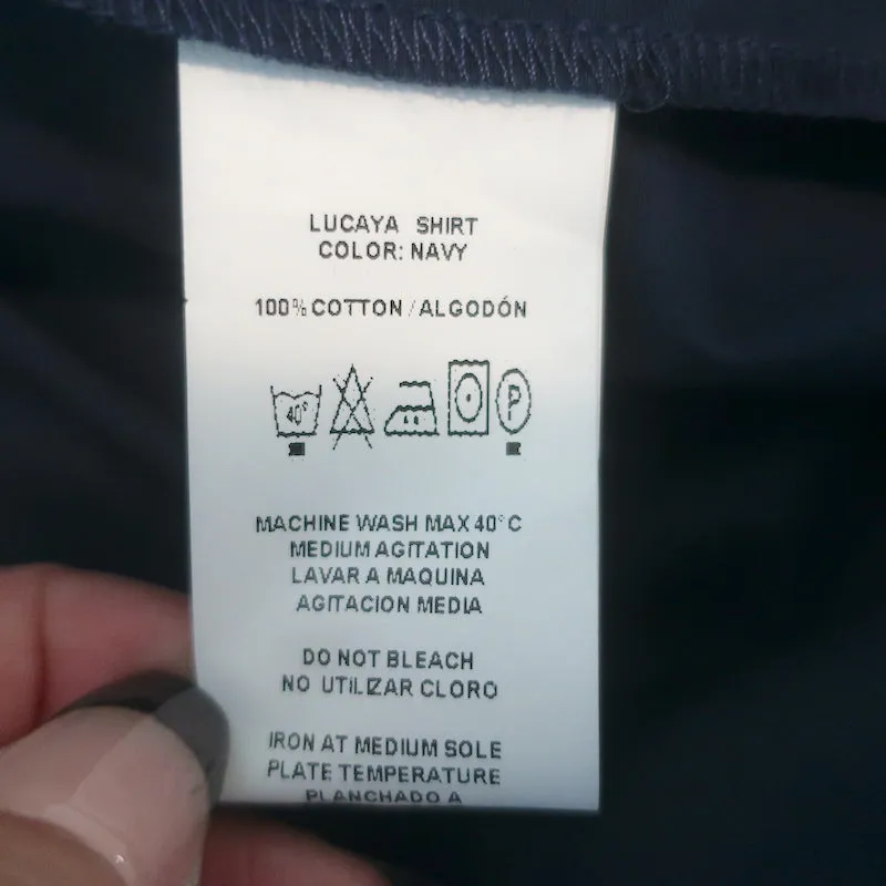 Silvia Tcherassi Lucaya Puffärmel-Bluse Marineblau Baumwolle Größe L NEU