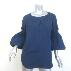 Silvia Tcherassi Lucaya Puffärmel-Bluse Marineblau Baumwolle Größe L NEU