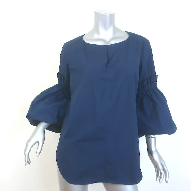 Silvia Tcherassi Lucaya Puffärmel-Bluse Marineblau Baumwolle Größe L NEU