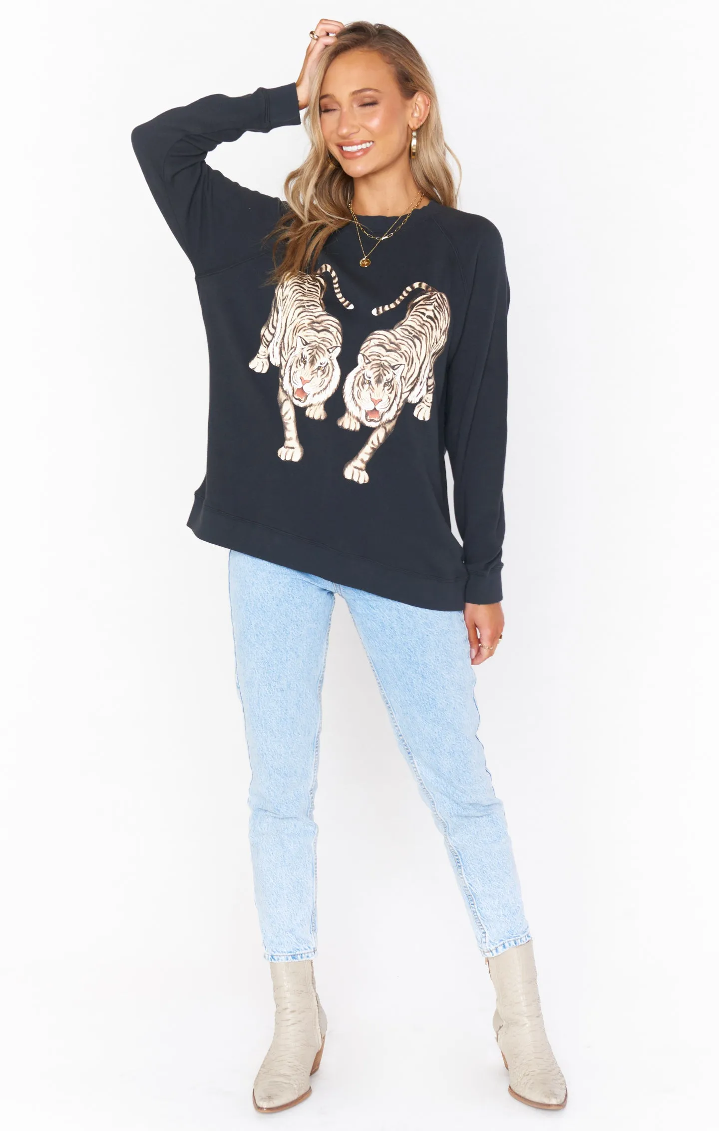 Simon Pullover ~ Tanzender Tiger Druck
