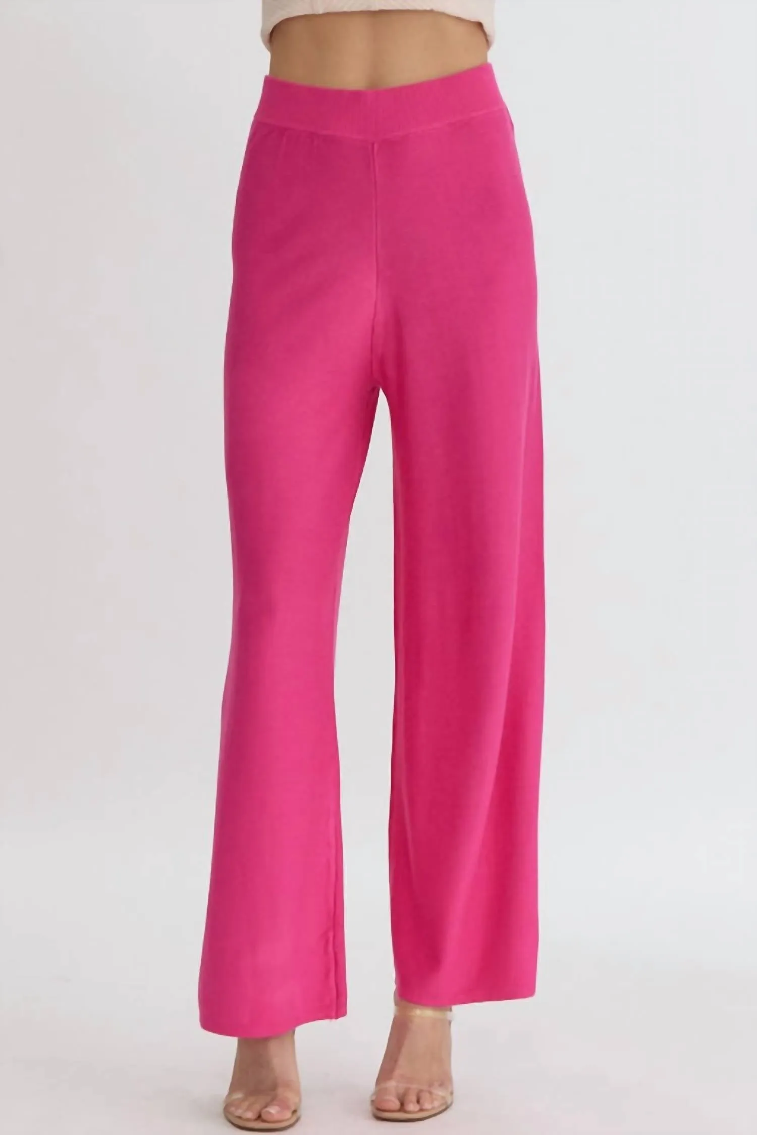Ärmelloses Top & Weite Bein Hose Set in Rosa