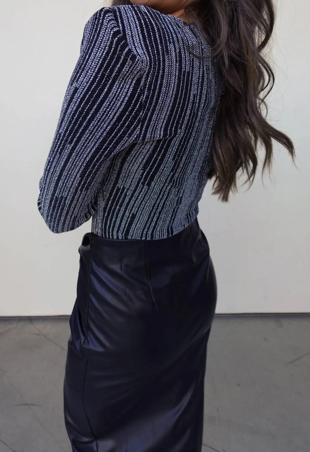 Glitzer-Bodysuit in Schwarz/Silber