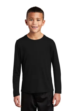 Sport-Tek Youth Moisture Wicking Long Sleeve Crewneck T-Shirt - Black
