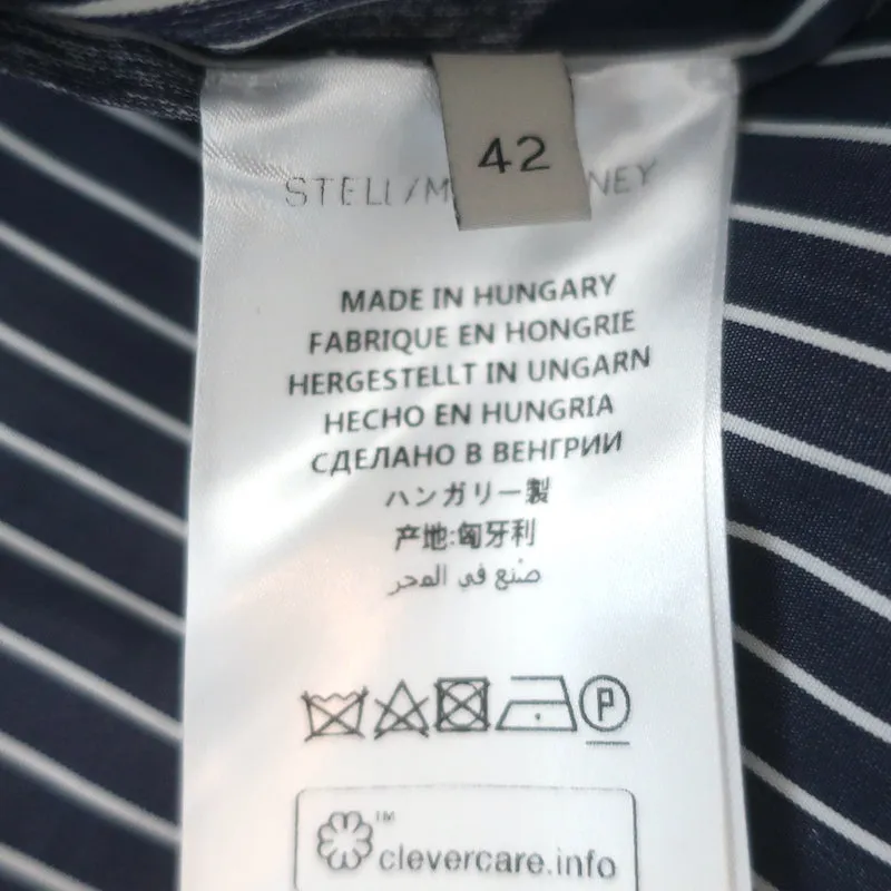 Stella McCartney Ein-Schulter-Top Blau/Weiß Gestreift Mit Punkten Baumwolle Größe 42