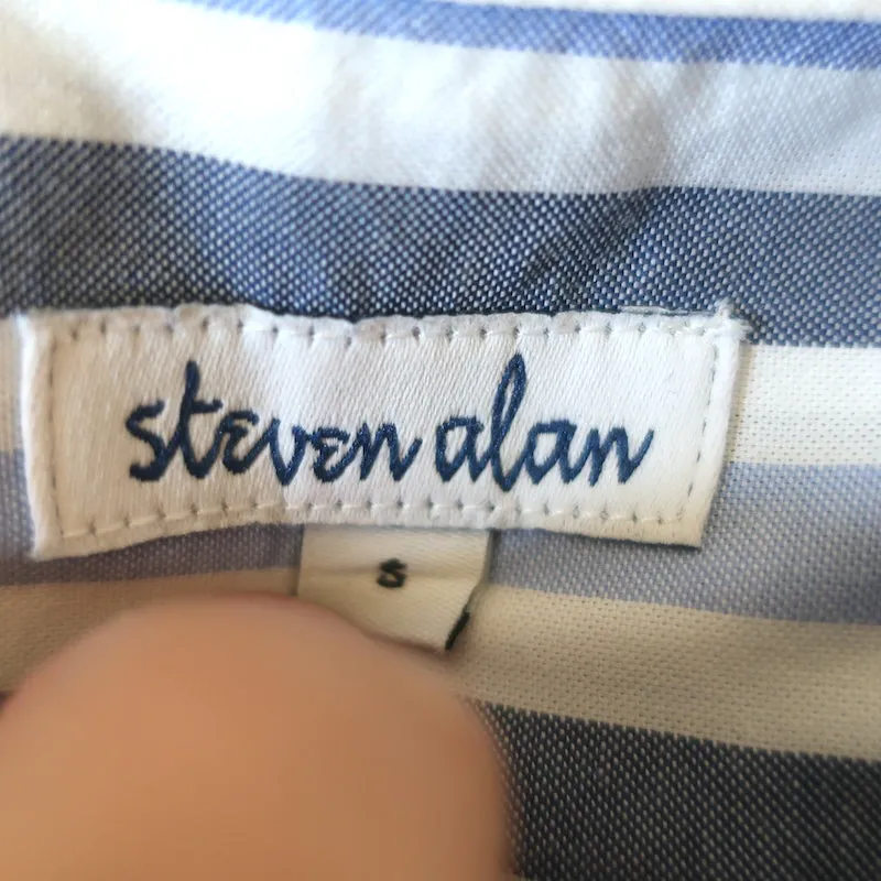 Steven Alan Gestreiftes Knopfhemd Blau/Weiß Größe Small Langarm Oberteil