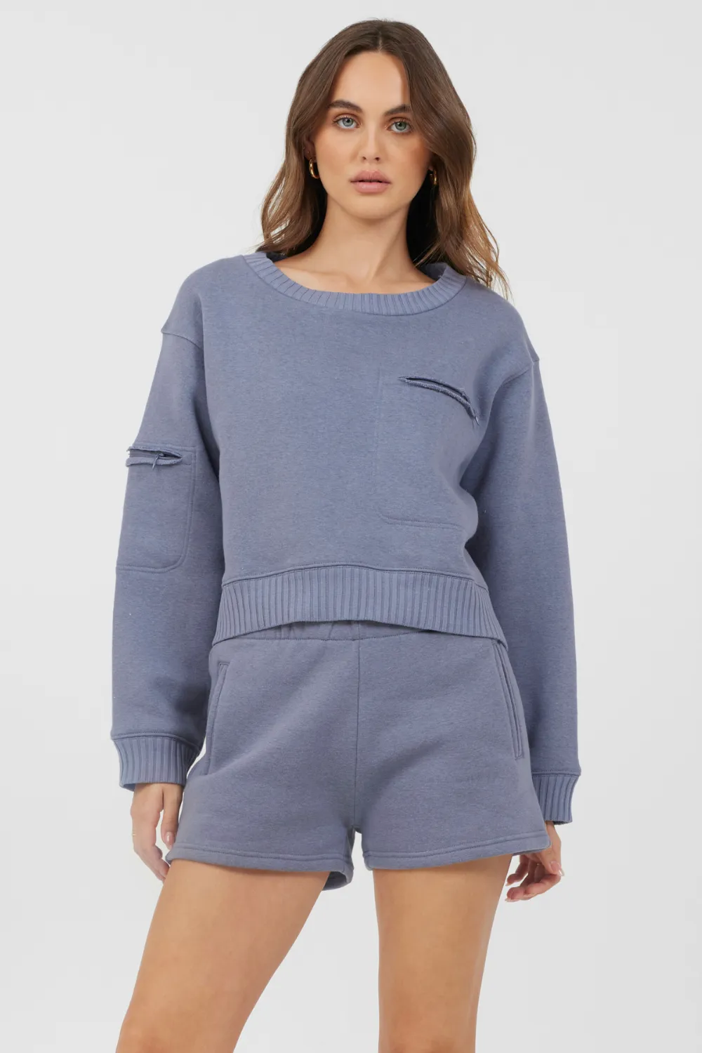 Storm Blue Essential Fleece Crewneck Pullover