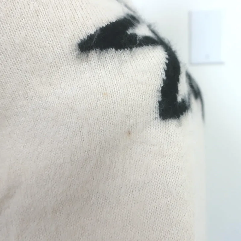Stussy Sidney Logo T-Shirt Elfenbein Gebürsteter Strick Größe Small Kurzarm Pullover