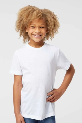 Sublivie Youth Sublimation Moisture Wicking Short Sleeve Crewneck T-Shirt - White
