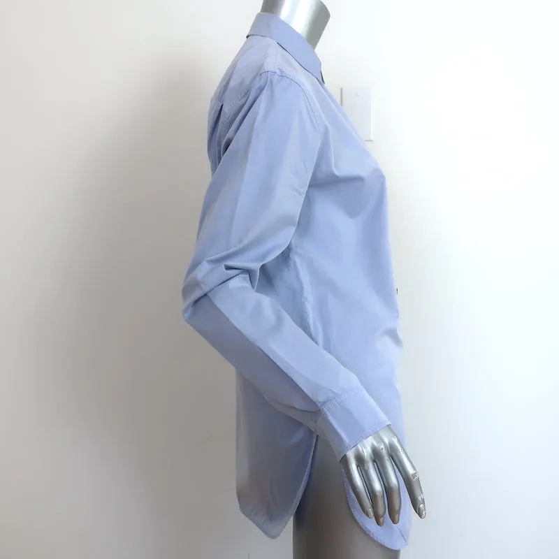 T von Alexander Wang Besticktes Logo Button-Down-Hemd Blau Baumwolle Größe S