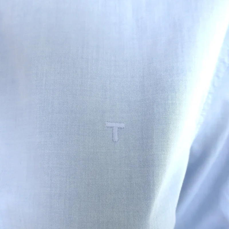 T von Alexander Wang Besticktes Logo Button-Down-Hemd Blau Baumwolle Größe S
