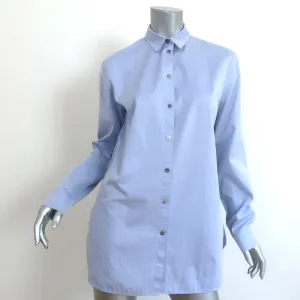 T von Alexander Wang Besticktes Logo Button-Down-Hemd Blau Baumwolle Größe S
