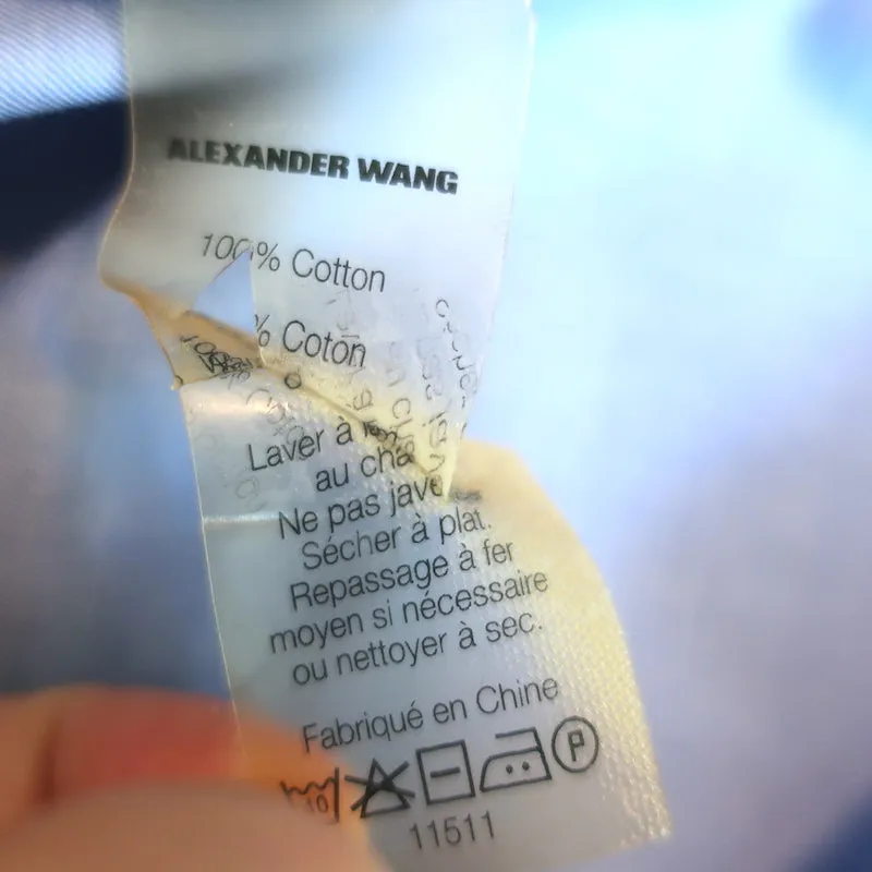 T von Alexander Wang Besticktes Logo Button-Down-Hemd Blau Baumwolle Größe S