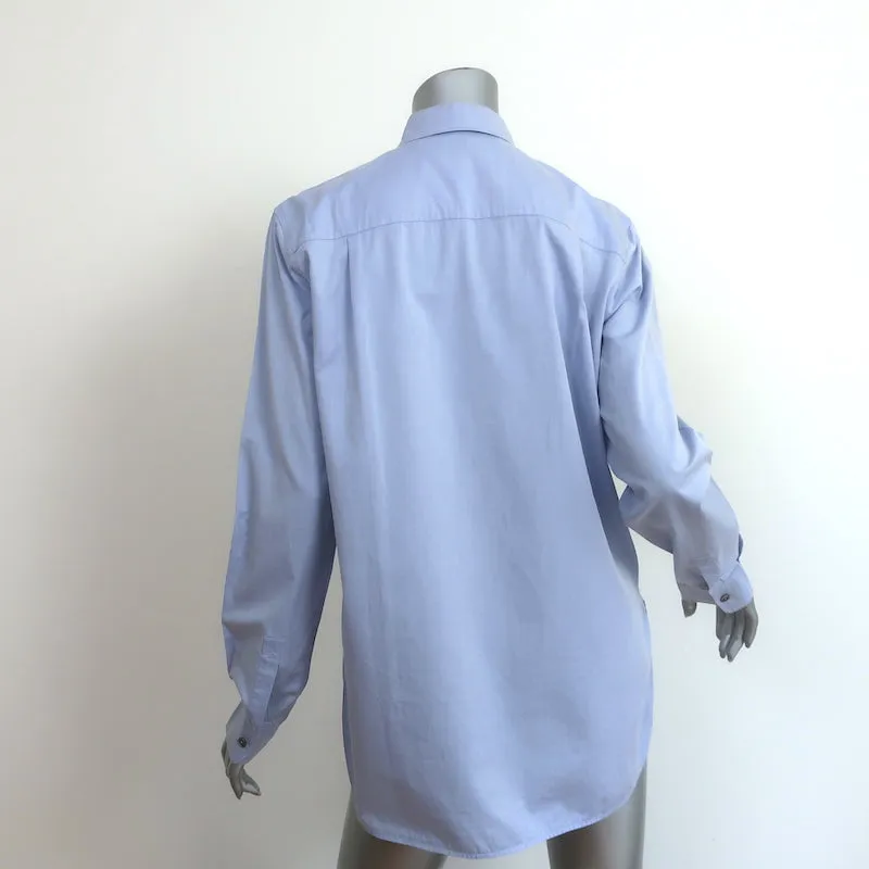 T von Alexander Wang Besticktes Logo Button-Down-Hemd Blau Baumwolle Größe S